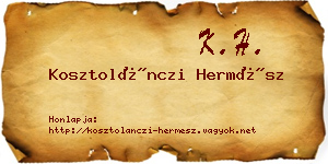 Kosztolánczi Hermész névjegykártya